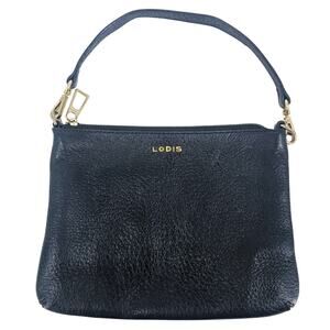 Lodis Black Pebbled Leather Clutch Small Bag Purse Italian Designer Minimalist